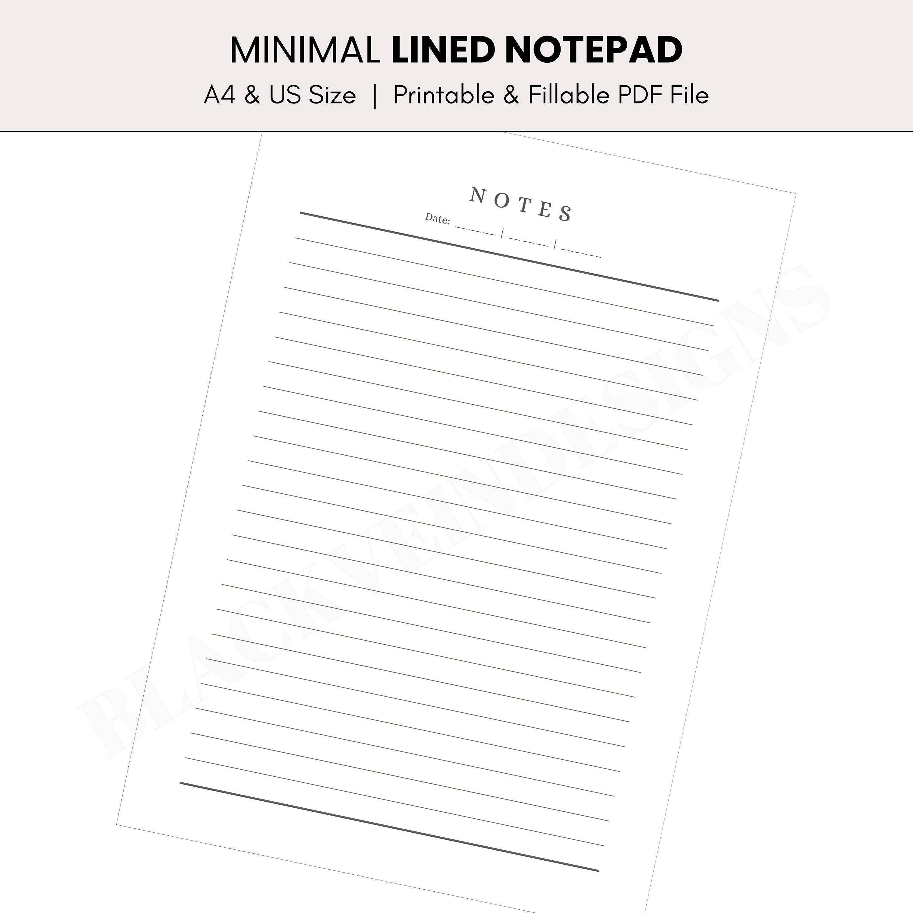 Printable & Fillable Lined Notepad Sheet, Plan You Day With Ease, A4 ...