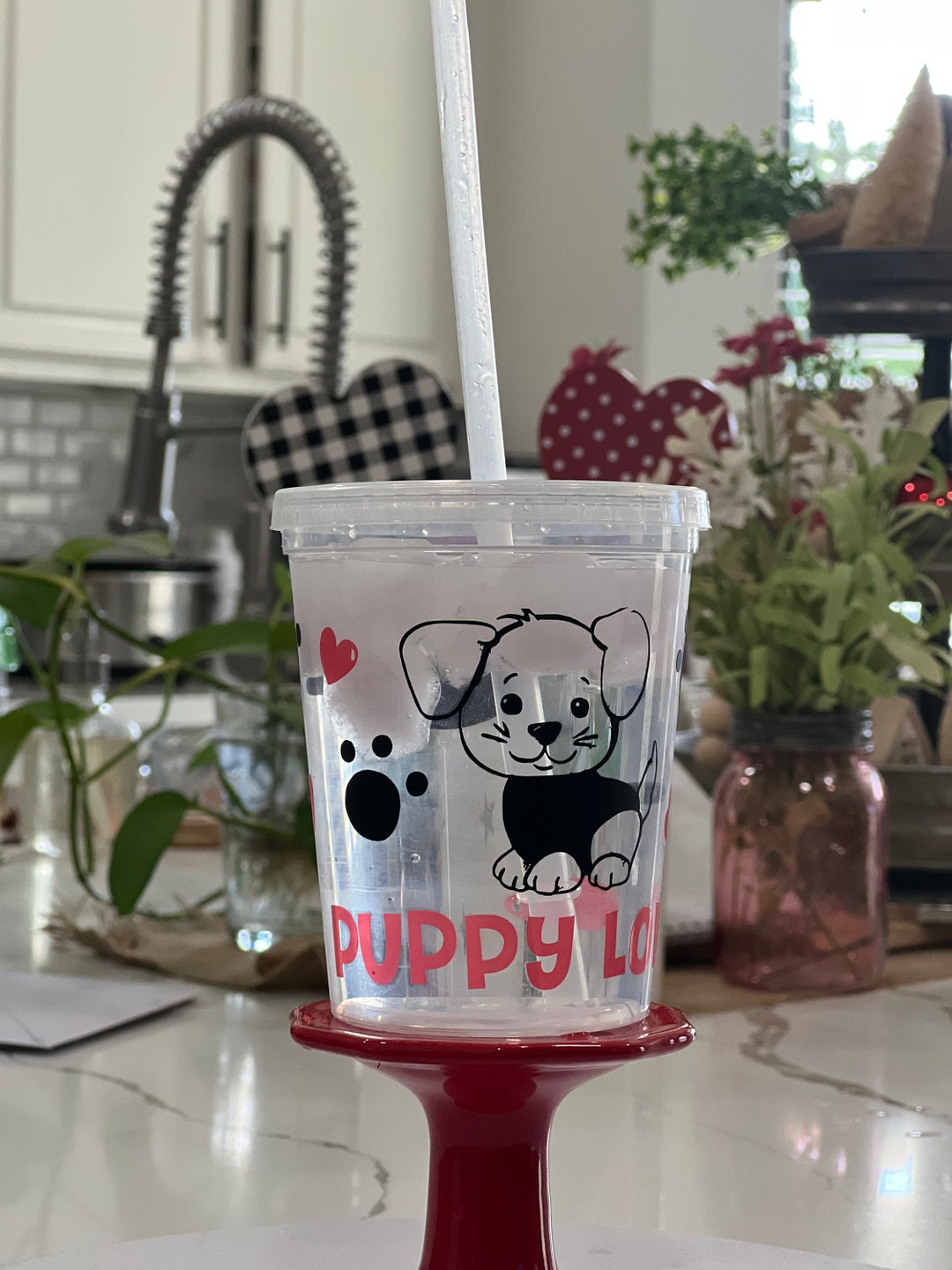 Puppy Love 16 Oz Plastic Kids Cup Valentine's Cup Color Changing Cup Etsy