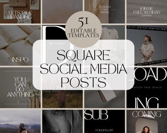 Plantillas de publicaciones estéticas de Instagram Canva, diseño de Instagram neutral, plantilla de contenido de redes sociales cuadrada, Instagram para pequeñas empresas