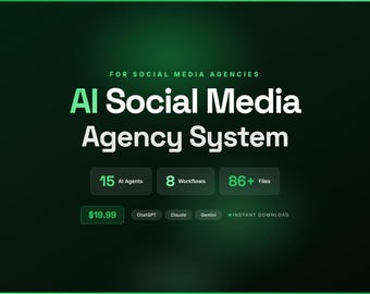 AI Social Media Agency System | 15 Agents, 8 Workflows, 86+ Files (Instant Download)