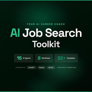 Kit de herramientas de búsqueda de empleo con IA / 15 agentes, 8 flujos de trabajo, más de 32 plantillas (descarga digital)