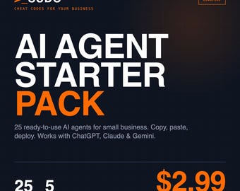Starterspakket AI-agent voor kleine bedrijven | 25 AI-chatbotprompts | Content voor marketing-e-mailbewerkingen | Direct downloaden