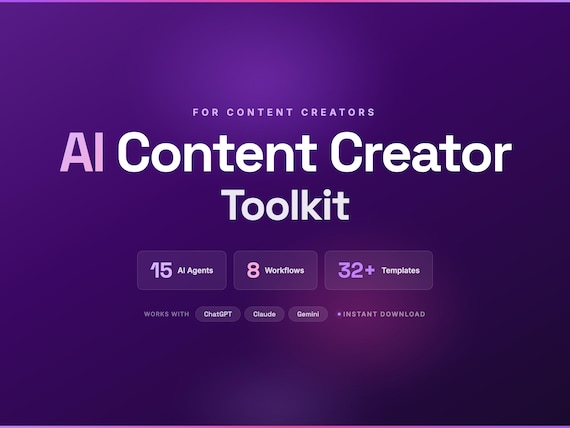 AI Content Creator Toolkit | 15 Agents, 8 Workflows, 32 Templates (Digital Download)