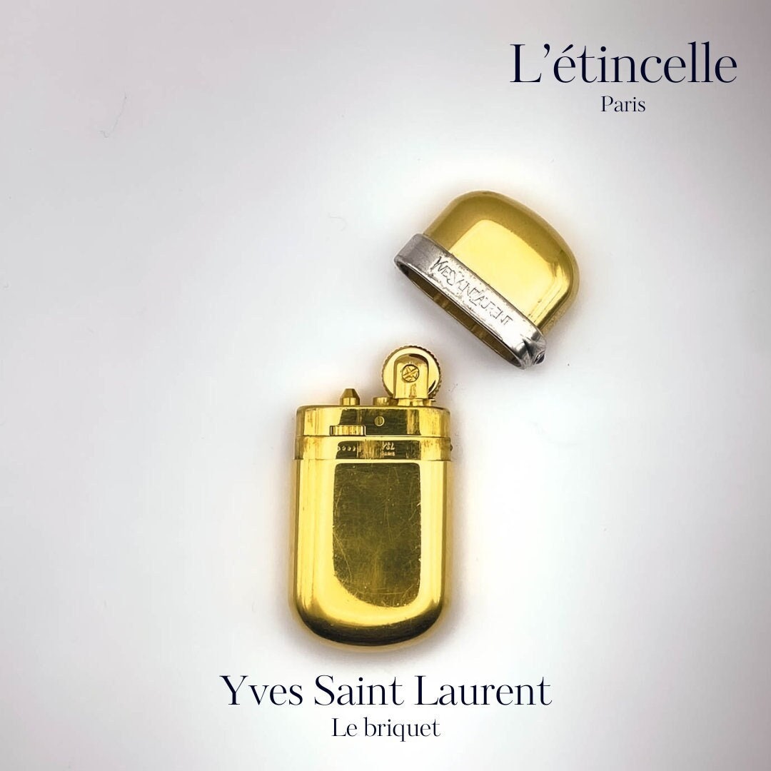 Vintage Yves Saint Laurent Lighter Gold Plated and Decorated Etsy