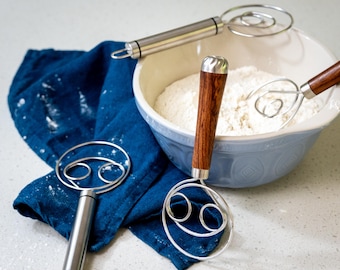 Danish Dough Whisk: Artisan Bread & Pastry Mixer, Single/Double Hole