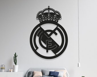 Cartel de pared del Real Madrid, letrero de madera del Real Madrid, cartel personalizado del Real Madrid, colgante de pared del Real Madrid, arte de pared de madera, regalo del Real Madrid