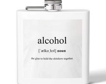 Alcohol definition print Flask | Stainless Steel 6oz