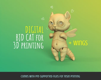 5 cm Digital Poseable Art Doll With Wings for 3D Printing