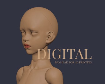 Digital BJD Doll Head with Headcap for 3D Printing