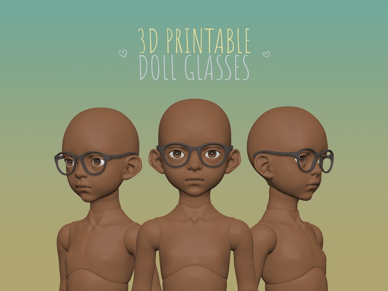 Digital .STL File Doll Glasses for 3D Printing. DIY Ball Jointed Doll