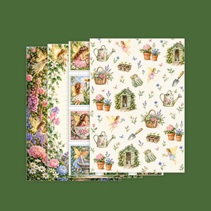 Kit de diario creativo de hadas de jardín, 50 páginas imprimibles con ilustraciones vintage de jardines de hadas, papeles Cottage Roses, descarga instantánea. imagen 15