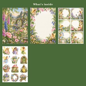 Kit de diario creativo de hadas de jardín, 50 páginas imprimibles con ilustraciones vintage de jardines de hadas, papeles Cottage Roses, descarga instantánea. imagen 9