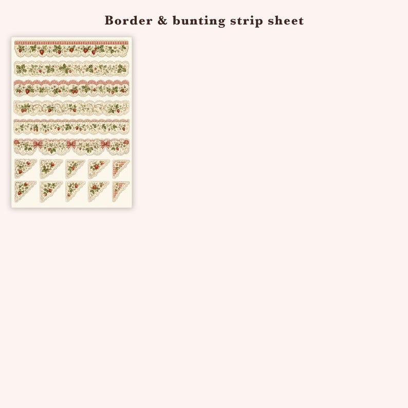 Sommarjordgubbar skräpjournal, 51 utskrivbara sidor vintage bondgårdsbärs-ephemera, gingham stugträdgård, direktnedladdning bild 14