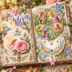 Kit de diario creativo de hadas de jardín, 50 páginas imprimibles con ilustraciones vintage de jardines de hadas, papeles Cottage Roses, descarga instantánea. imagen 2