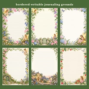 Kit de diario creativo de hadas de jardín, 50 páginas imprimibles con ilustraciones vintage de jardines de hadas, papeles Cottage Roses, descarga instantánea. imagen 12