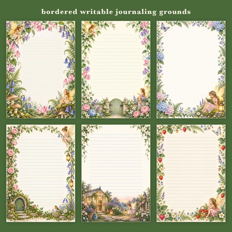 Kit de diario creativo de hadas de jardín, 50 páginas imprimibles con ilustraciones vintage de jardines de hadas, papeles Cottage Roses, descarga instantánea. imagen 12