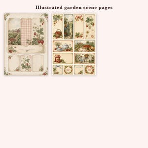 Sommarjordgubbar skräpjournal, 51 utskrivbara sidor vintage bondgårdsbärs-ephemera, gingham stugträdgård, direktnedladdning bild 13