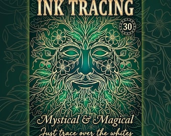 Livro de colorir com decalque reverso | 30 páginas para colorir com desenhos de floresta encantada e mística | PDF para imprimir | Mágico e encantador | Download digital