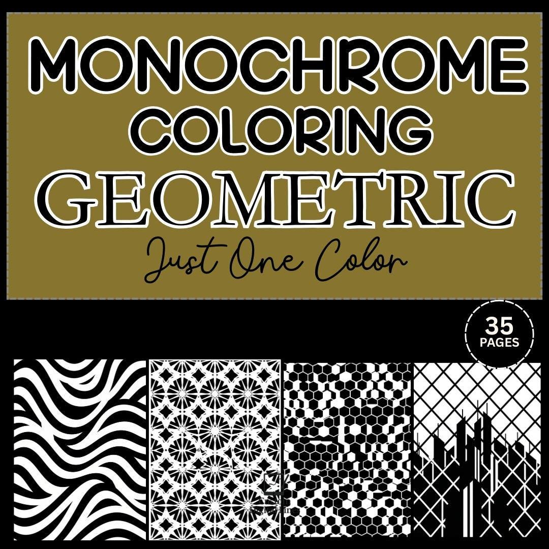 Monochrome Geometric Coloring Pages | 35 One-color Designs | Printable ...