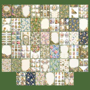 Kit de diario creativo de hadas de jardín, 50 páginas imprimibles con ilustraciones vintage de jardines de hadas, papeles Cottage Roses, descarga instantánea. imagen 6