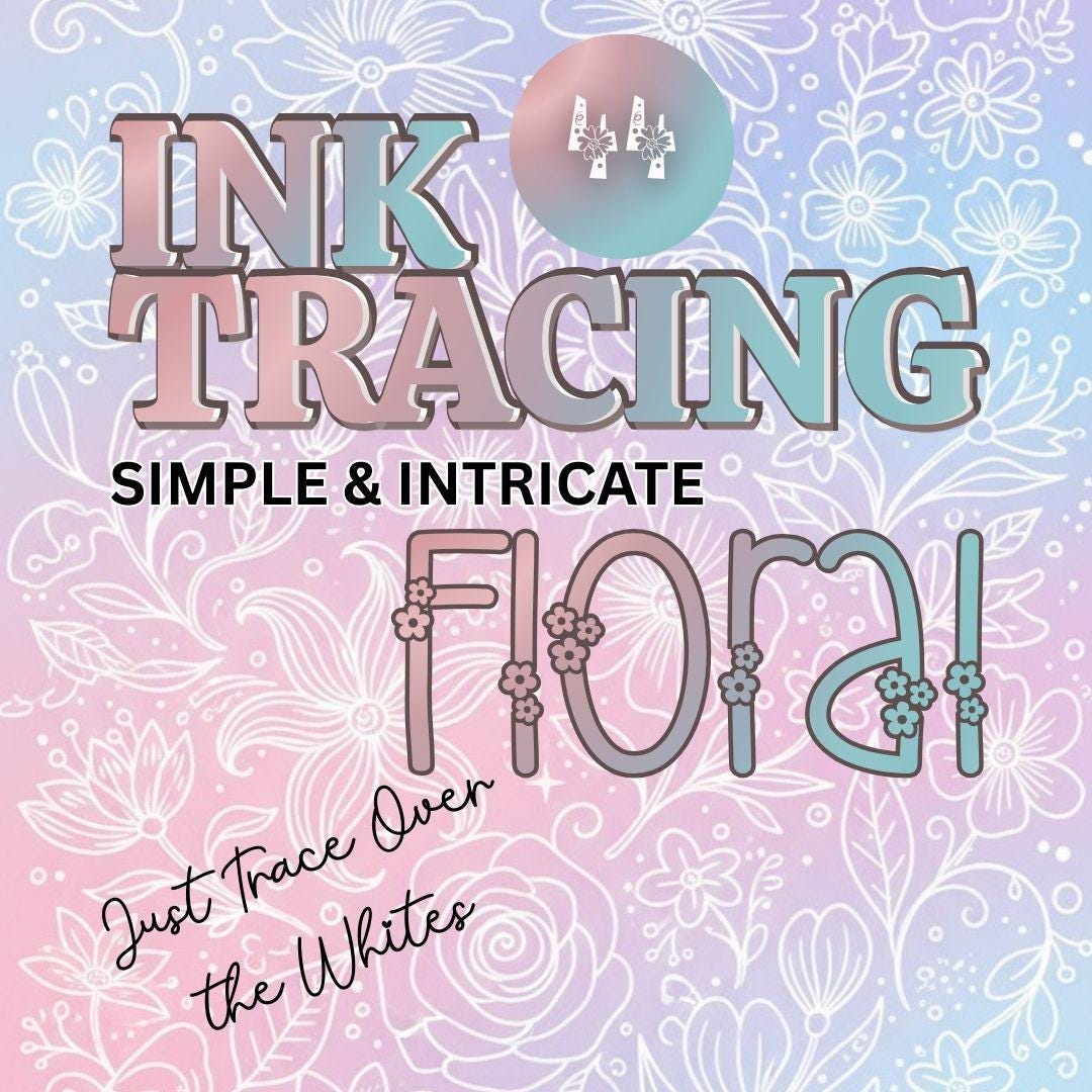 Printable Ink Tra Ink Tracing Floral Coloring Book 44 Simple Intricate Designs Trace ...