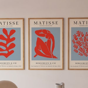 Matisse Red: Set of 3 Museum Style Prints - Matisse Art Print, Instant Digital Download, Gallery Wall Art, Bundle Set of 3