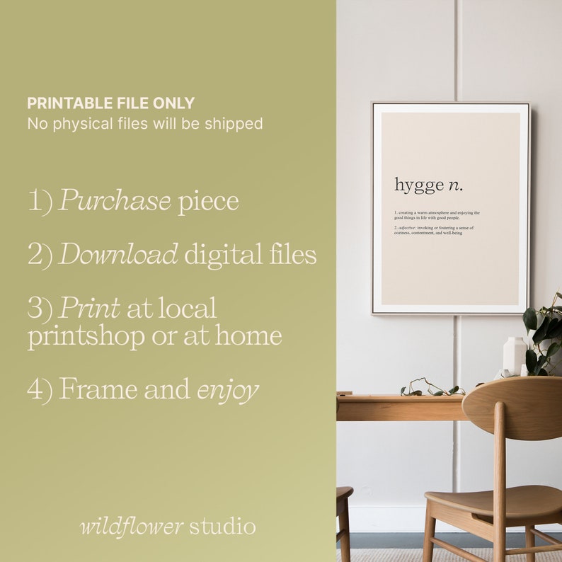 Hygge Definition Poster, Digital Download Minimal Scandinavian Design ...