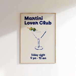 マティーニ愛好家のアートプリント、トレンディなウォールアート、クラシックなカクテルポスター、バーカートプリント、ドーパミンデコレーション、ダーティーマティーニキッチンデコレーション
