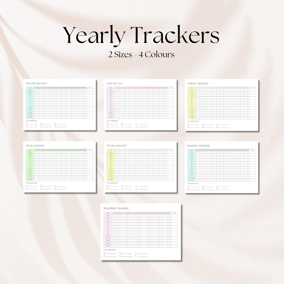 Yearly Tracker Bundle, Printable Tracker A4 A5, Daily Tracker, Mood ...