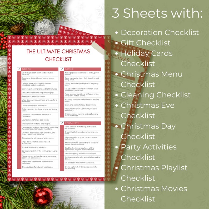 Printable Christmas Checklist Printable Holiday Planner Cleaning Printable Christmas Checklist Printable Holiday Planner Cleaning