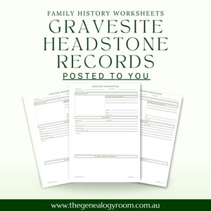 Gravesite Headstone Transcription Worksheet  | Family History |  20 x Physical Worksheets | Printed | Genealogy