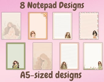 Floral Spring Notepad Bundle: A5 Printable Stationery (PDF & PNG)
