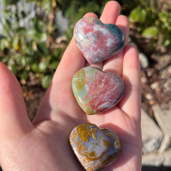 Mini Pastel Ocean Jasper Crystal Hearts