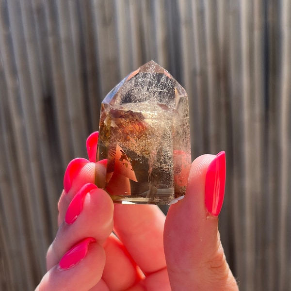 Smoky Citrine Inclusion Quartz Crystal Mini Tower