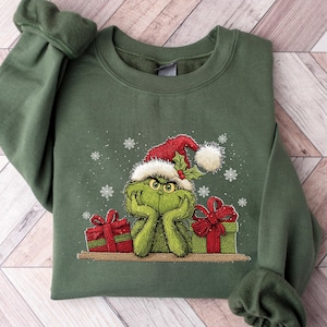 Grinch Christmas Sweatshirt, Grinch Christmas Tree Shirt, Grinchy Hoodie, Grinchmas Christmas Shirt, Whimsical Tree Sweater, Grinch Tee Gift