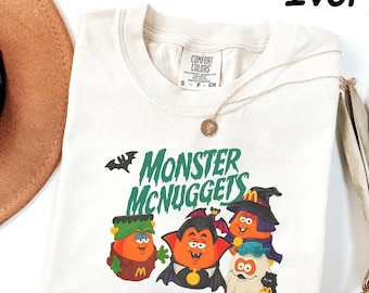 Comfort Colors® Monster Nuggets Shirt, Spooky Nuggets Meal Bucket Halloween Shirt, Kids Halloween Tee