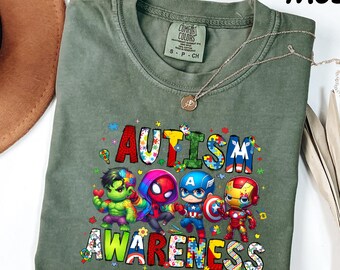 Comfort Colors® Spider Autism Awareness Shirt, Autism Superhero T-Shirt, Marvel Autism Awareness Sweatshirt, Autism Puzzle Toddler Tees,