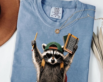 Comfort Colors® Back to School Raccoon T-Shirt, Cool Raccoon First Day of School Tee, Boys Kids Back to School Shirt, Funny Raccoon Shirt