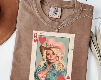 Comfort Colors® Dolly Parton Queen of Hearts T Shirt, Country Cowgirl Dolly Parton T-Shirt, Country Music Concert Shirt, Cowgirl Gift