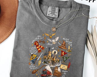 Comfort Colors® Spooky Wizard Movie Halloween Shirt, Magical Elements Tee, Wizarding School House T-Shirt, Witchy School Gift Apparel
