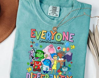 Comfort Colors® Inside Out Autism Shirt, Autism Awareness Shirt, Mental Health Shirt, Everyone Communicates Differently Tee, Autism Teacher