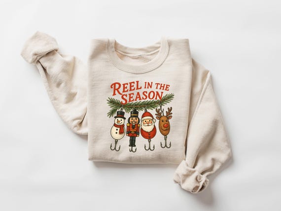 Reel In The Season Shirt, Fishing Christmas Shirt, Fisherman Christmas Tee, Xmas Fishing Shirt, Dad Christmas Gift