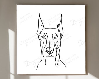 Doberman Pinscher Line Art, Dog Wall Art, Hand Drawn Doberman Pinscher, Doberman Pinscher Art Print, Abstract Doberman, Doberman Gift,