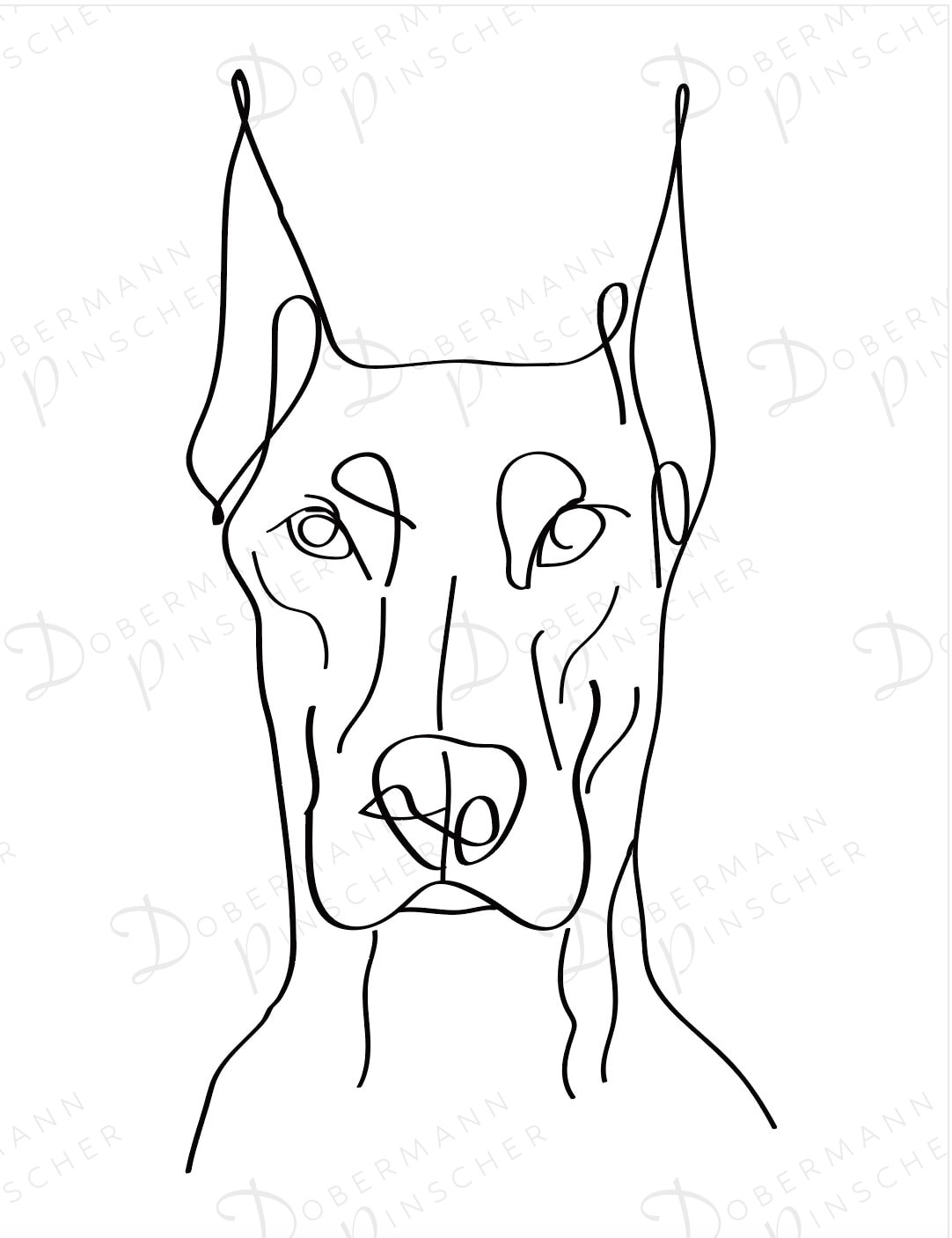 Doberman Pinscher Line Art, Dog Wall Art, Hand Drawn Doberman Pinscher ...