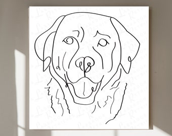 Labrador Retriever Line Art, Dog Wall Art, Hand Drawn Labrador Retriever, Labrador Retriever Art Print, Dog Portrait, Dog Lover Gift