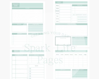 Simple digital project planner | Can be used with Goodnotes and other PDF annotator | Simple planner | Color-Green