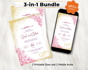 Blush Pink Floral Wedding Invitation Template Blush Pink Floral Nikkah Wedding Invitation Mobile Wedding Invitation Template Romantic Floral