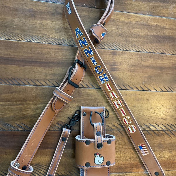 Custom Leather firefighter EMS radio strap holster special ops