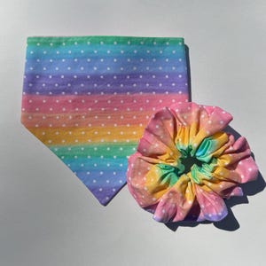 Rainbow Dog Bandana, Reversible Scrunchie Bandana, Pet Scarf