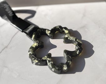 JDM Tsurikawa Drift Strap, Forged Carbon Yellow Silver Flower Car Charm, Rear View Mirror Hanger, JDM Gift, Handmade by IWhip
